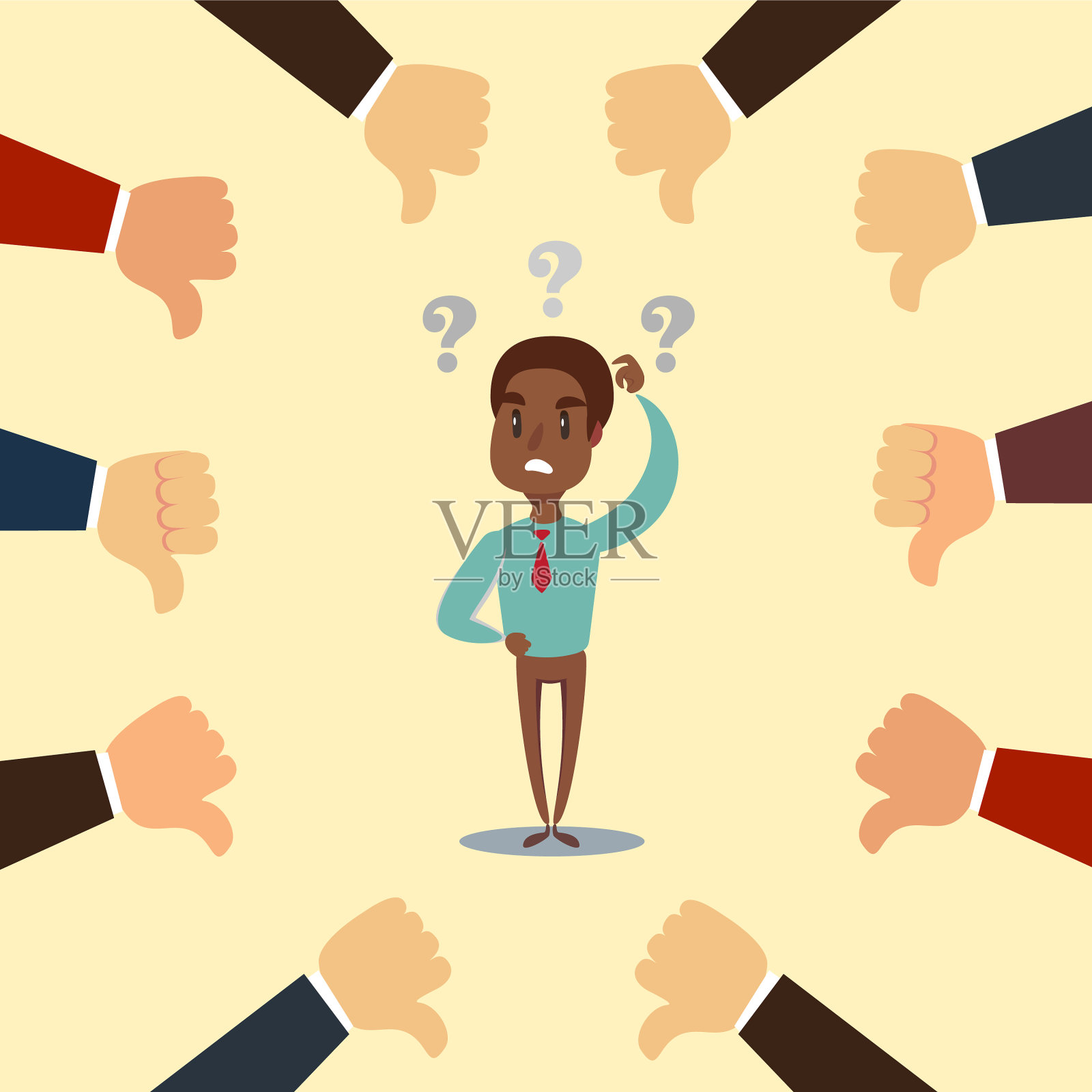 可悲的商人，很多人都反对插画图片素材