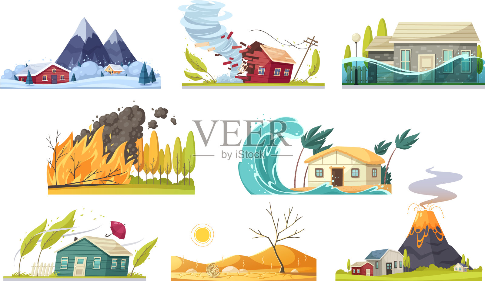 自然灾害卡通片插画图片素材