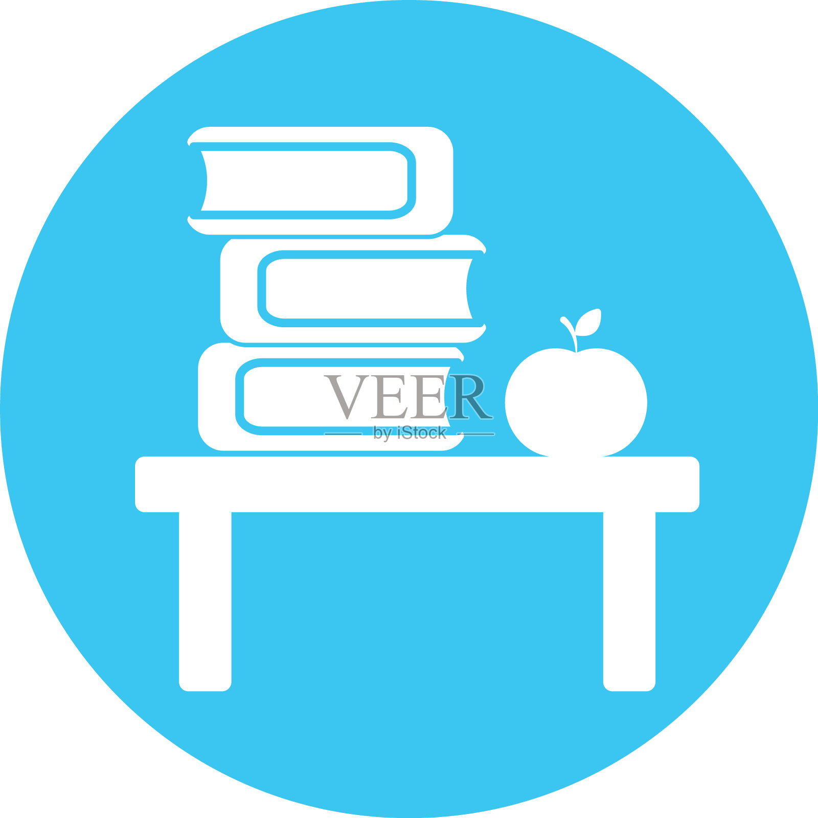 课本和苹果盖过桌子剪影块设计元素图片