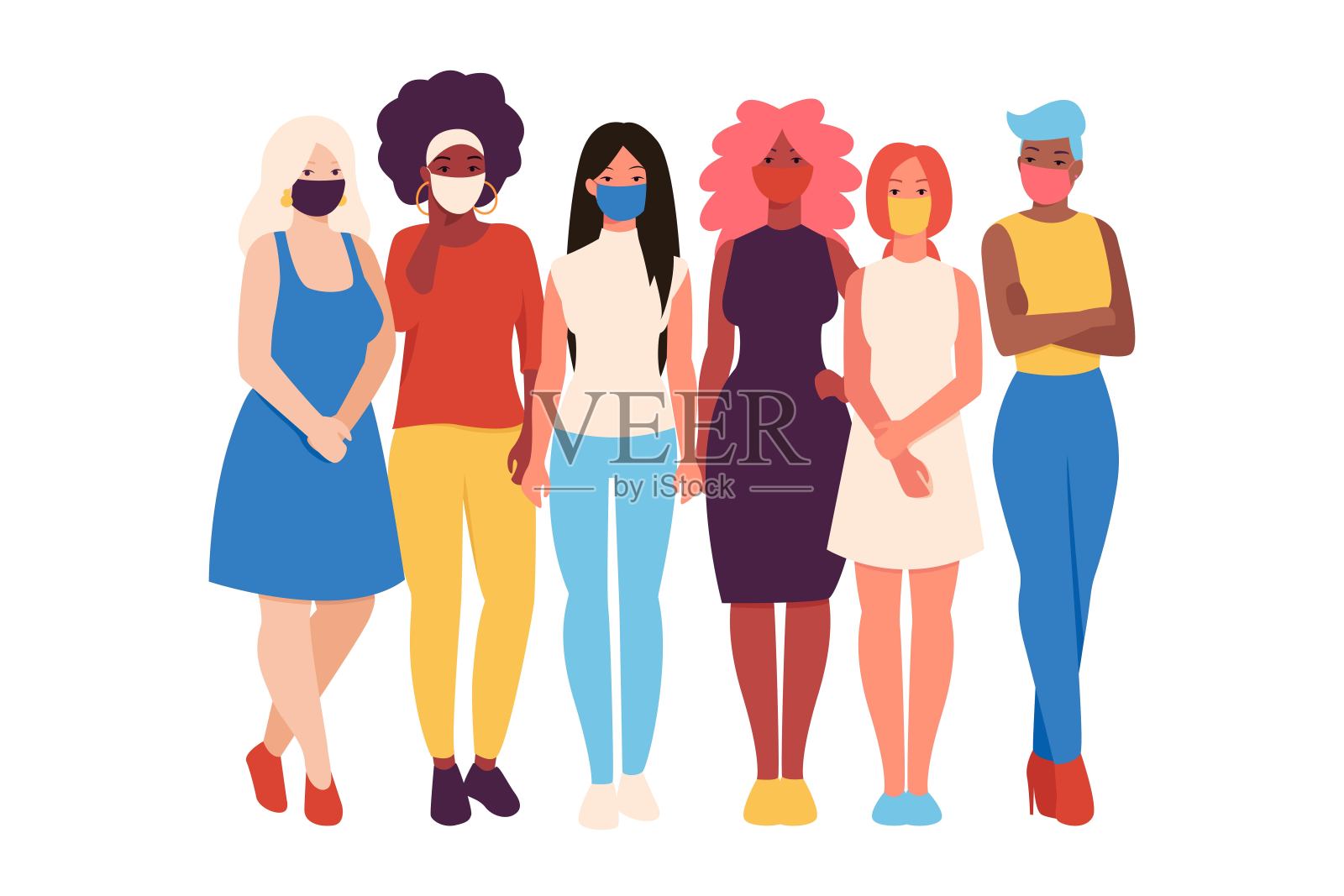 妇女戴面具矢量插图插画图片素材