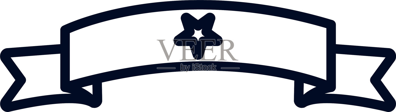 孤立的星形内丝带线样式图标设计元素图片