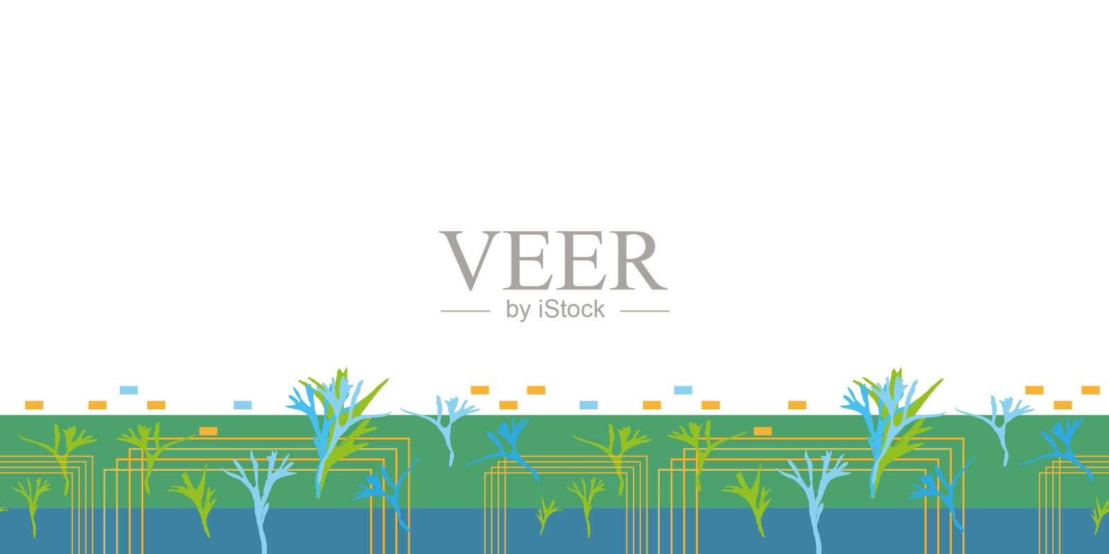 摘要蕨类原生林边缘无缝隙插画图片素材