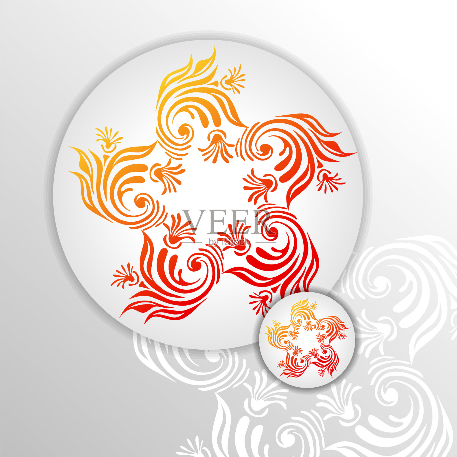 圆形的金色曼陀罗在白色孤立的背景上插画图片素材