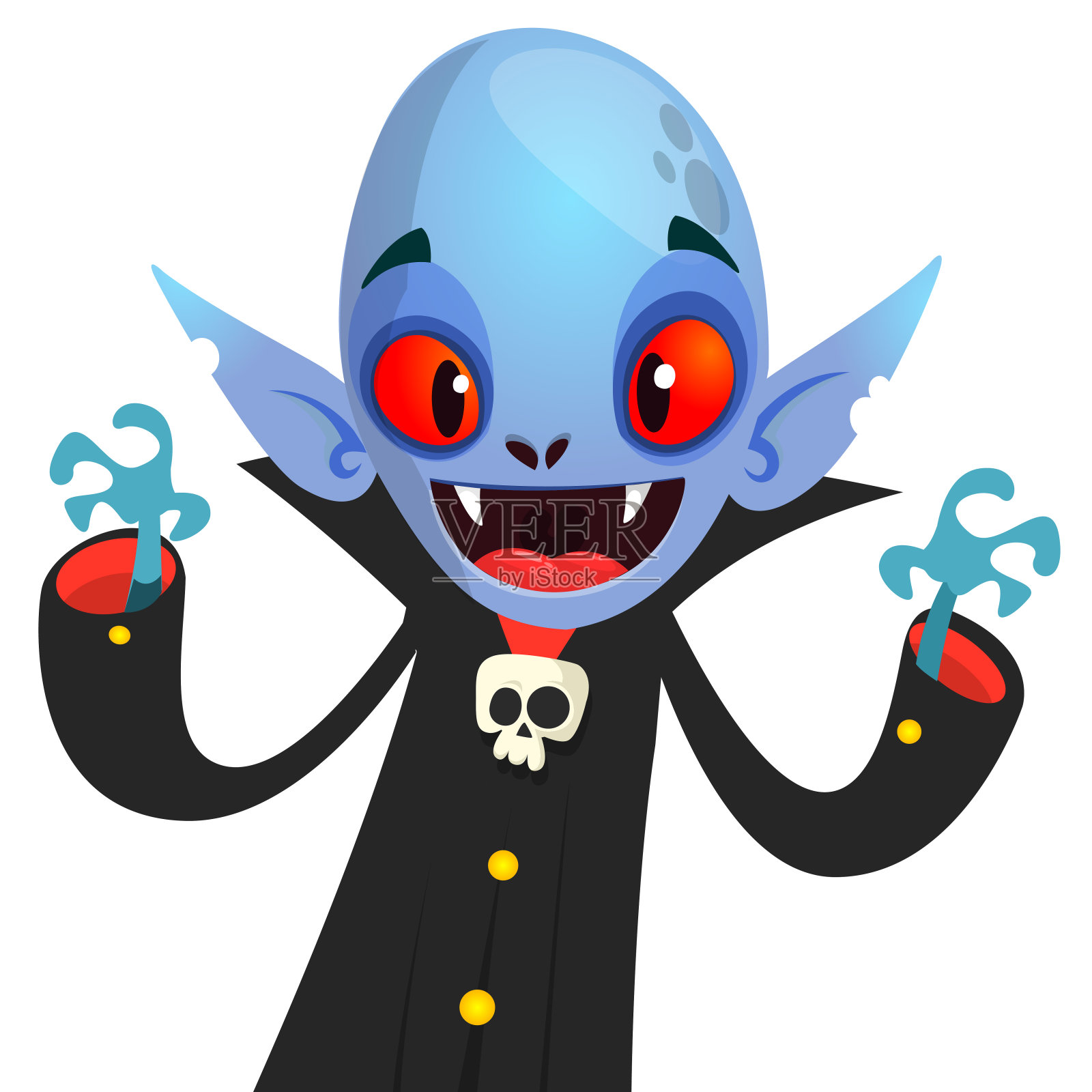 可爱的卡通吸血鬼微笑。矢量插图孤立设计元素图片