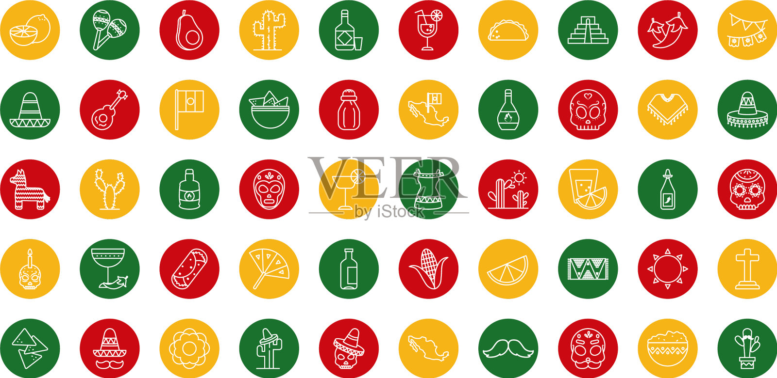 墨西哥块风格图标集设计图标素材