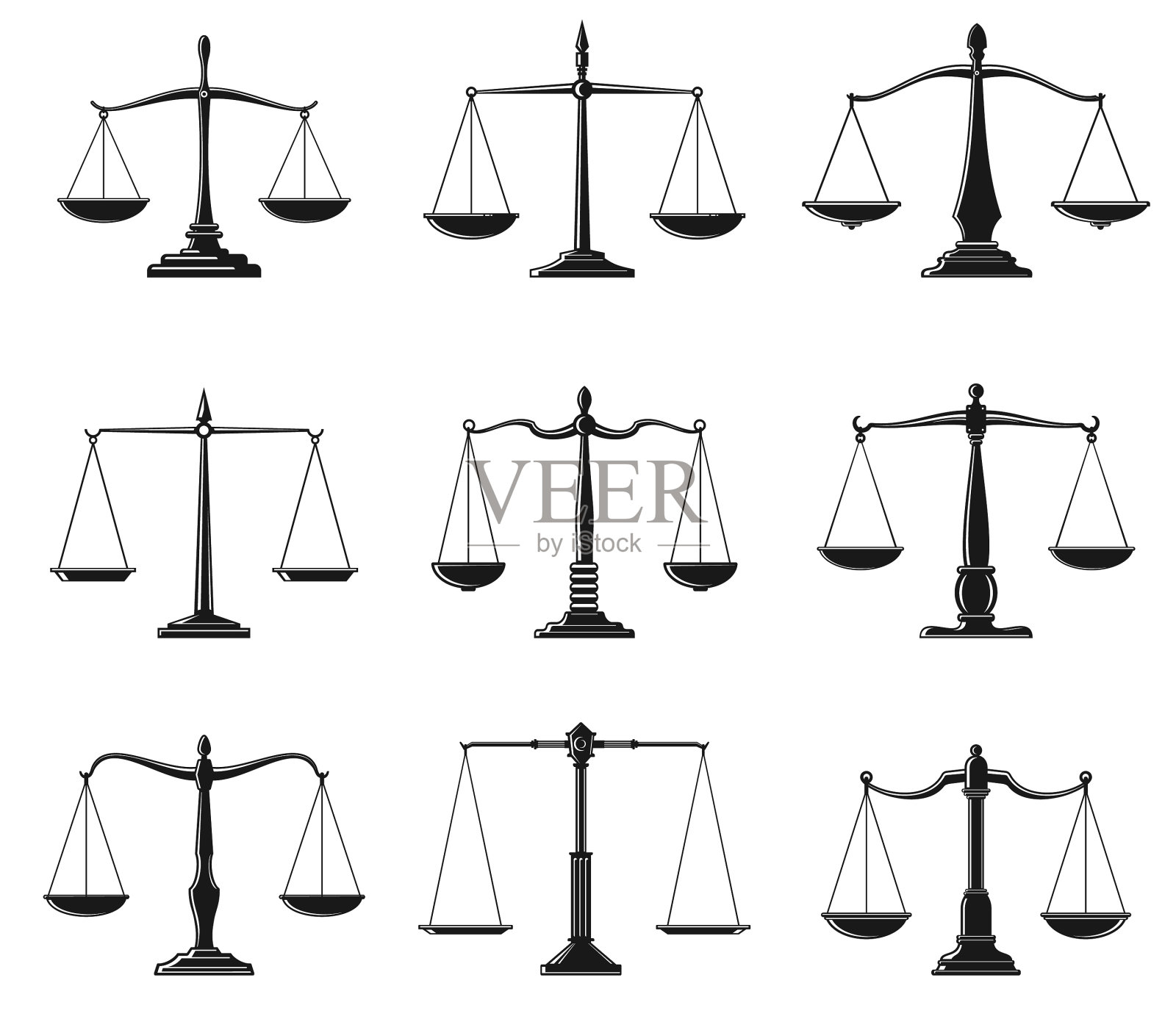 以正义为天平，以法律为象征图标素材