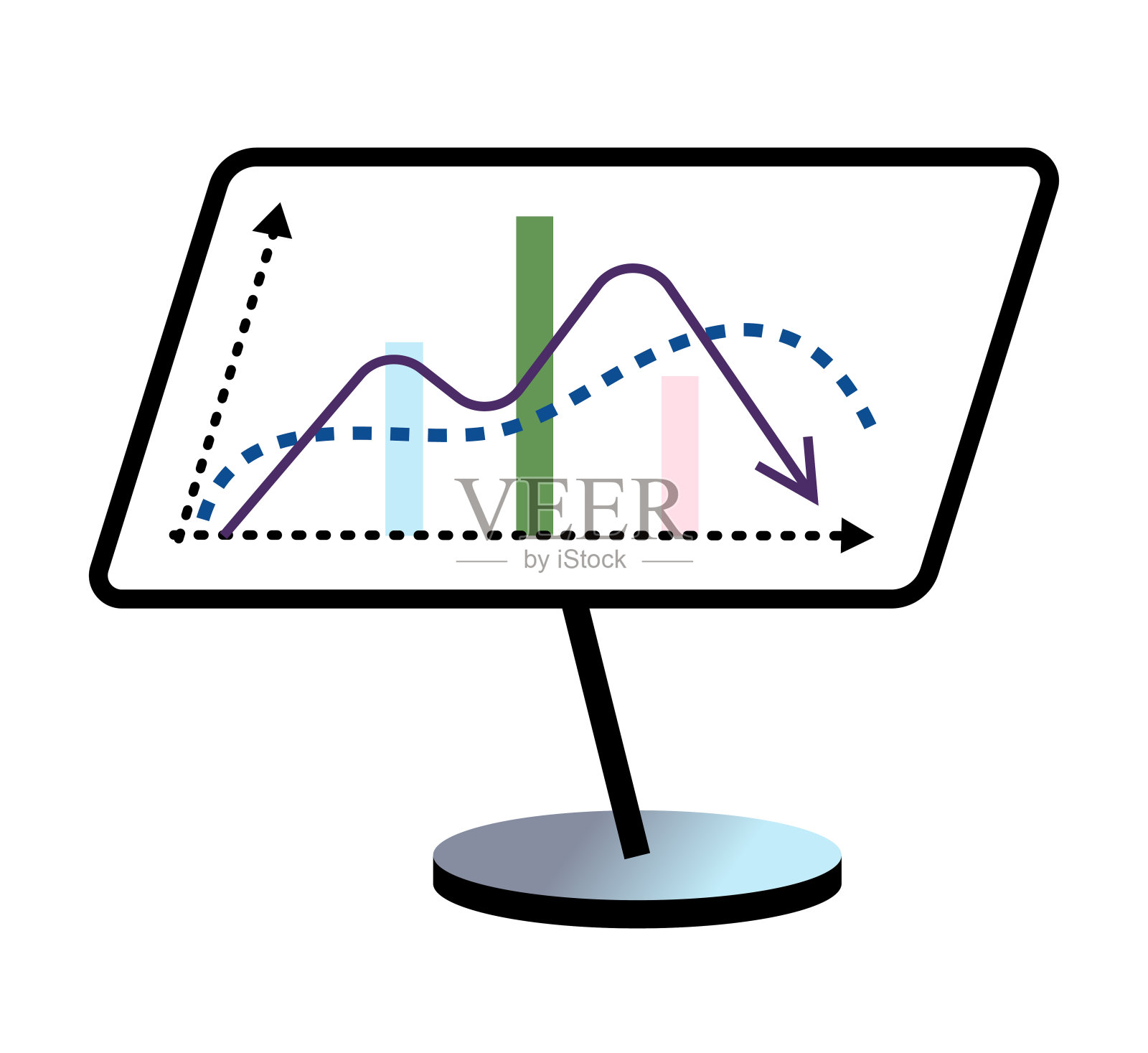 增长箭头图，电脑屏幕上的积极动态插画图片素材