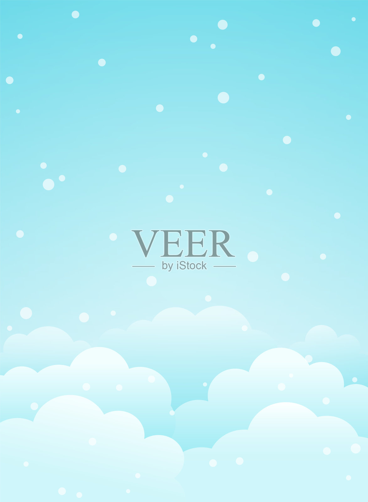 云的背景和扁平的雪花和点。矢量插图。每股收益10。插画图片素材