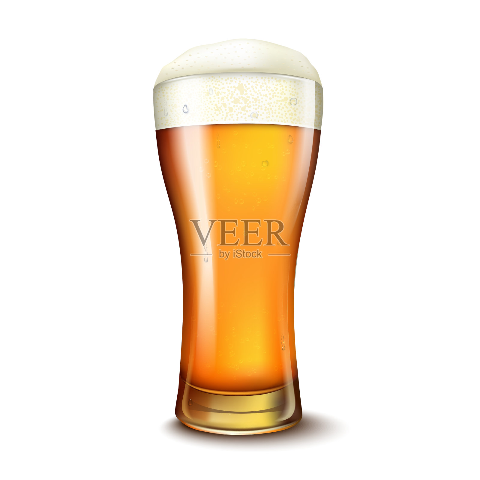 小麦啤酒广告，啤酒玻璃与诱人的啤酒，透明背景上的3d插图。插画图片素材