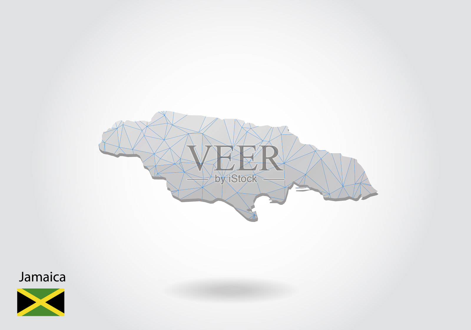 用新潮的三角形设计绘制牙买加地图插画图片素材