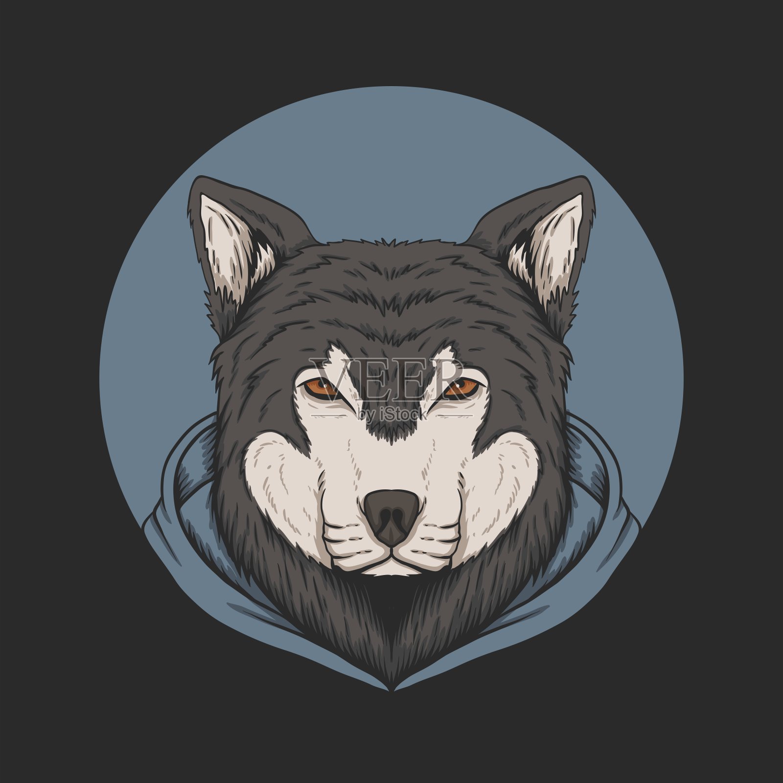 狼卫衣矢量插图插画图片素材