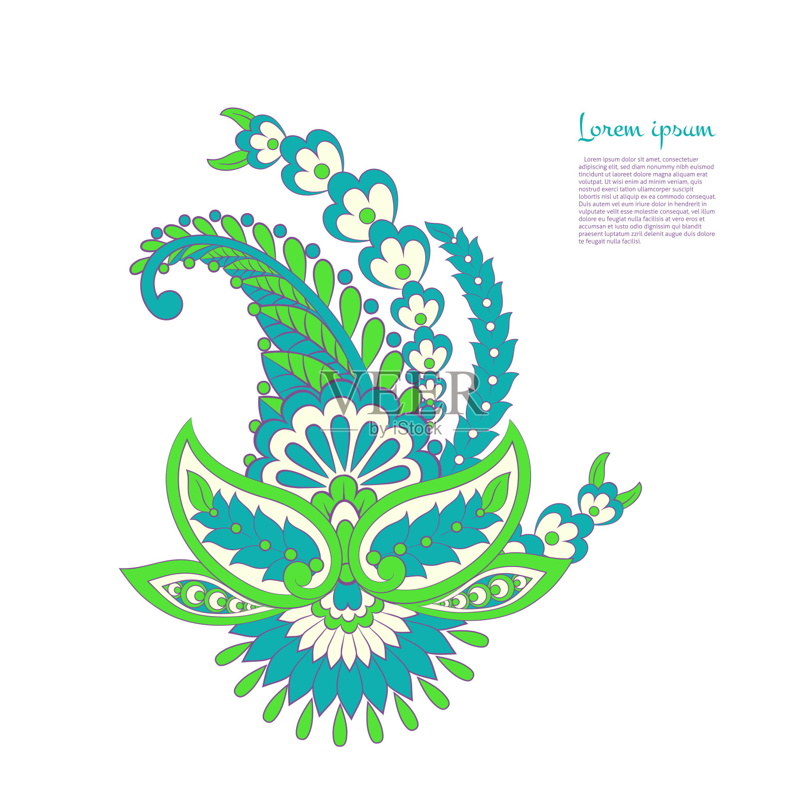 佩斯利花东方民族图案。向量阿拉伯装饰插画图片素材