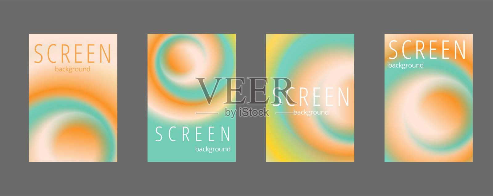 现代抽象屏幕套集。凉爽的梯度形状组成。未来的设计。设计模板素材