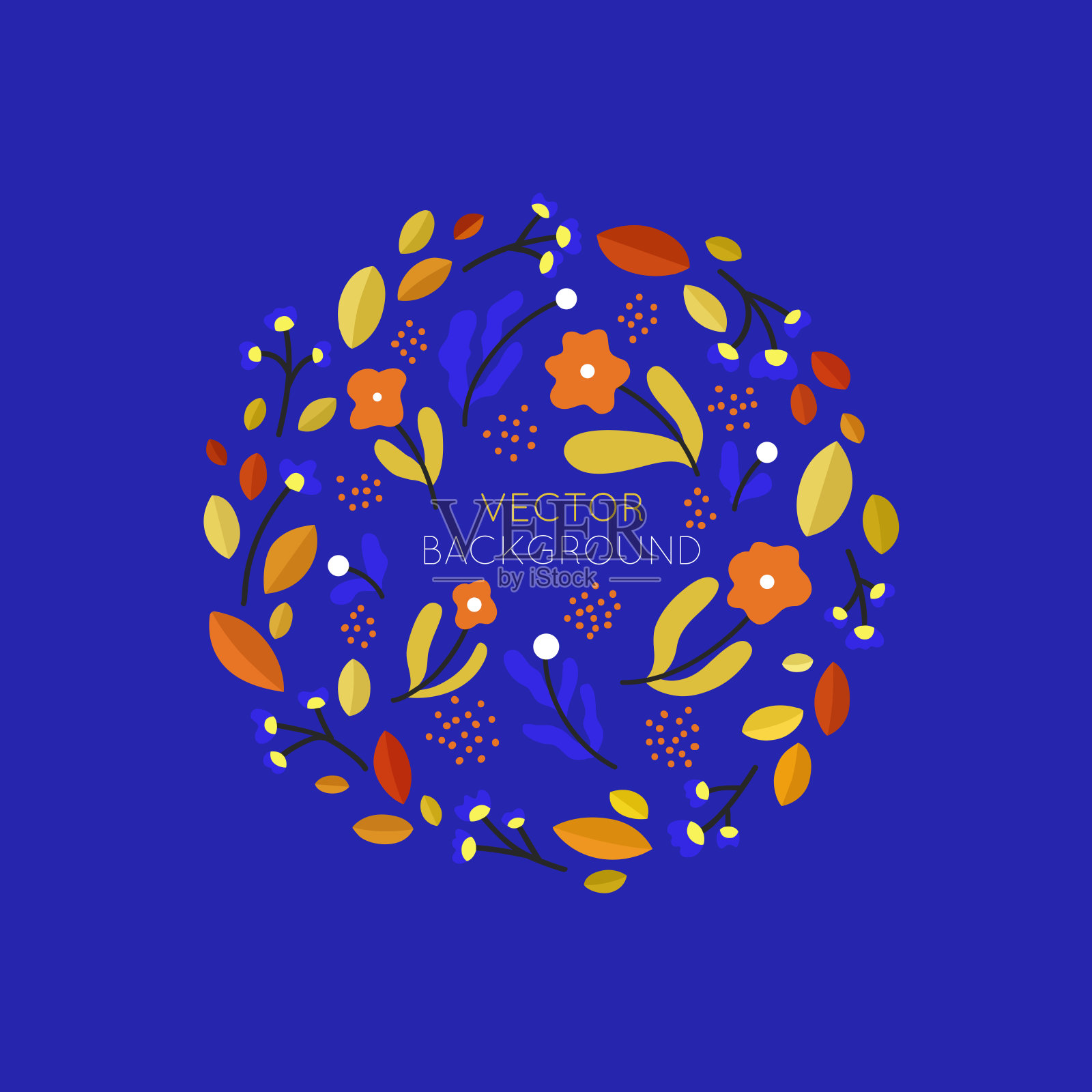 用花、叶和地方抽象出你的文本。插画图片素材