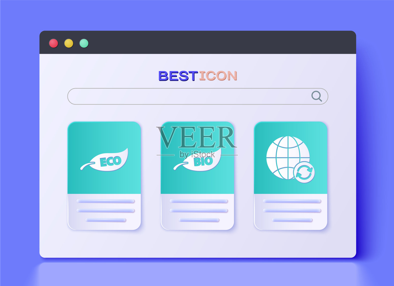 设置叶片生物标志，叶片生态标志和行星图标素材