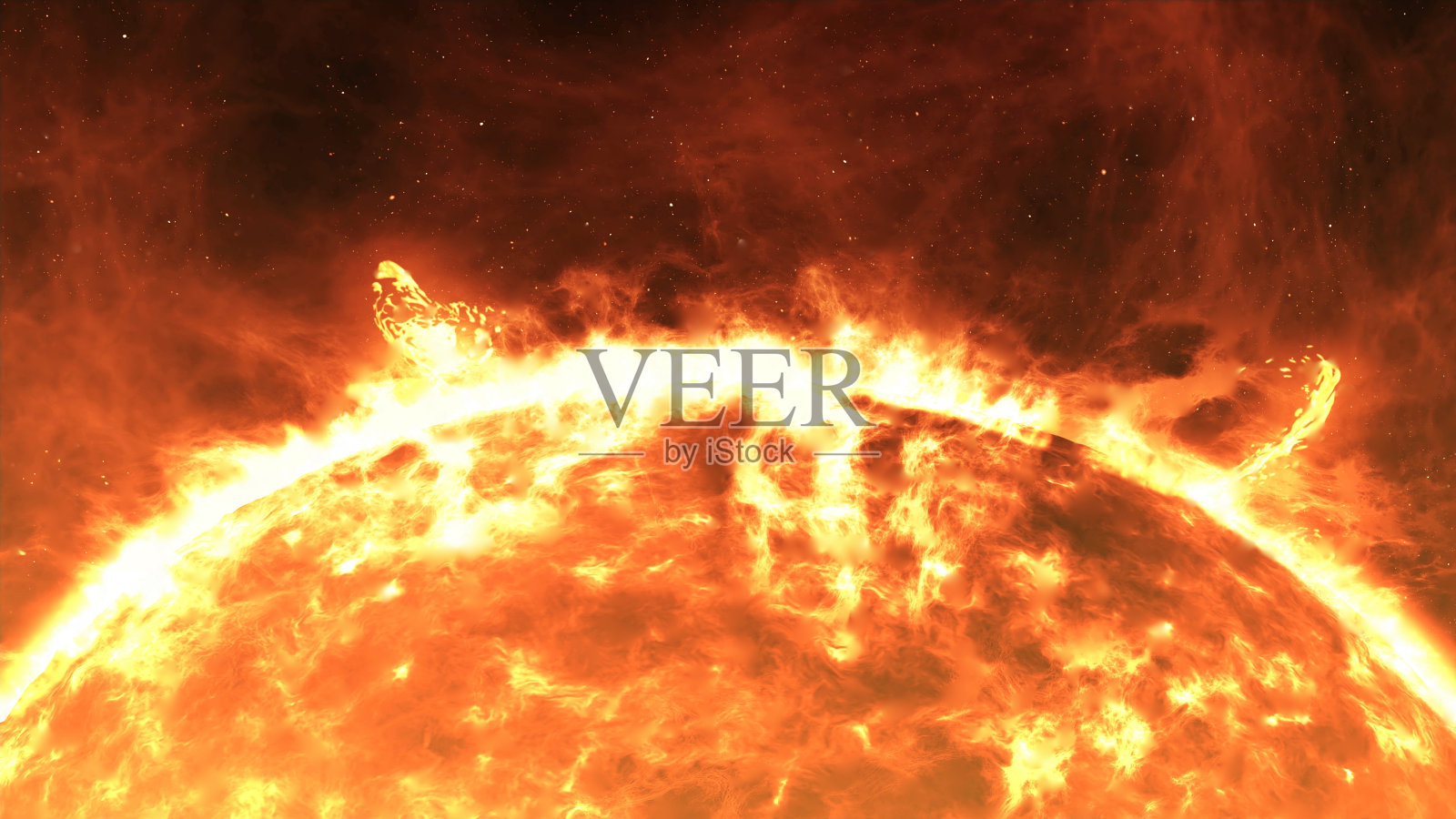 太阳耀斑与红色星球照片摄影图片