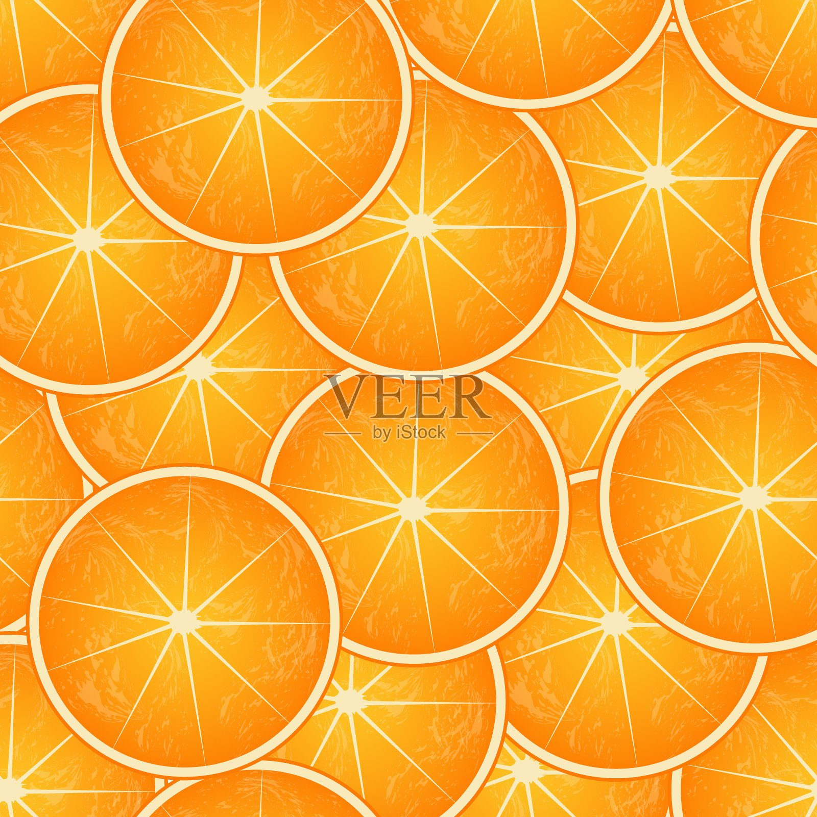 橙色切片的矢量无缝模式遍布图像域。适用于印刷织物、包装、餐巾纸以及各种背景设计元素图片