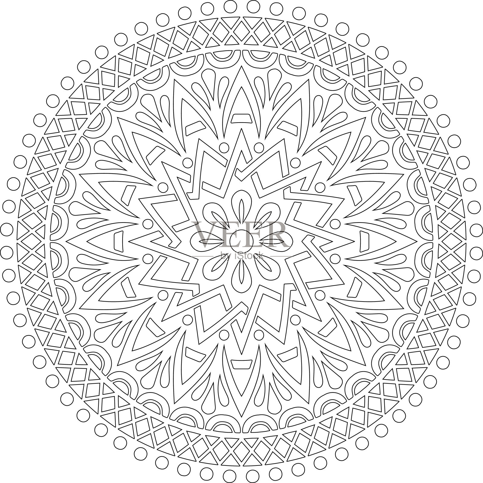 图曼荼罗着色涂鸦素描插画图片素材