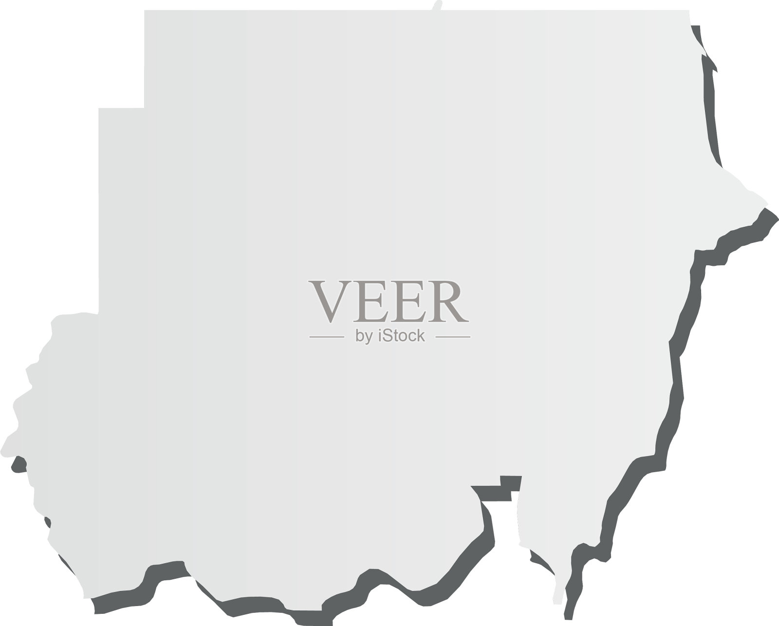 苏丹-灰色的3d样轮廓地图国家插画图片素材