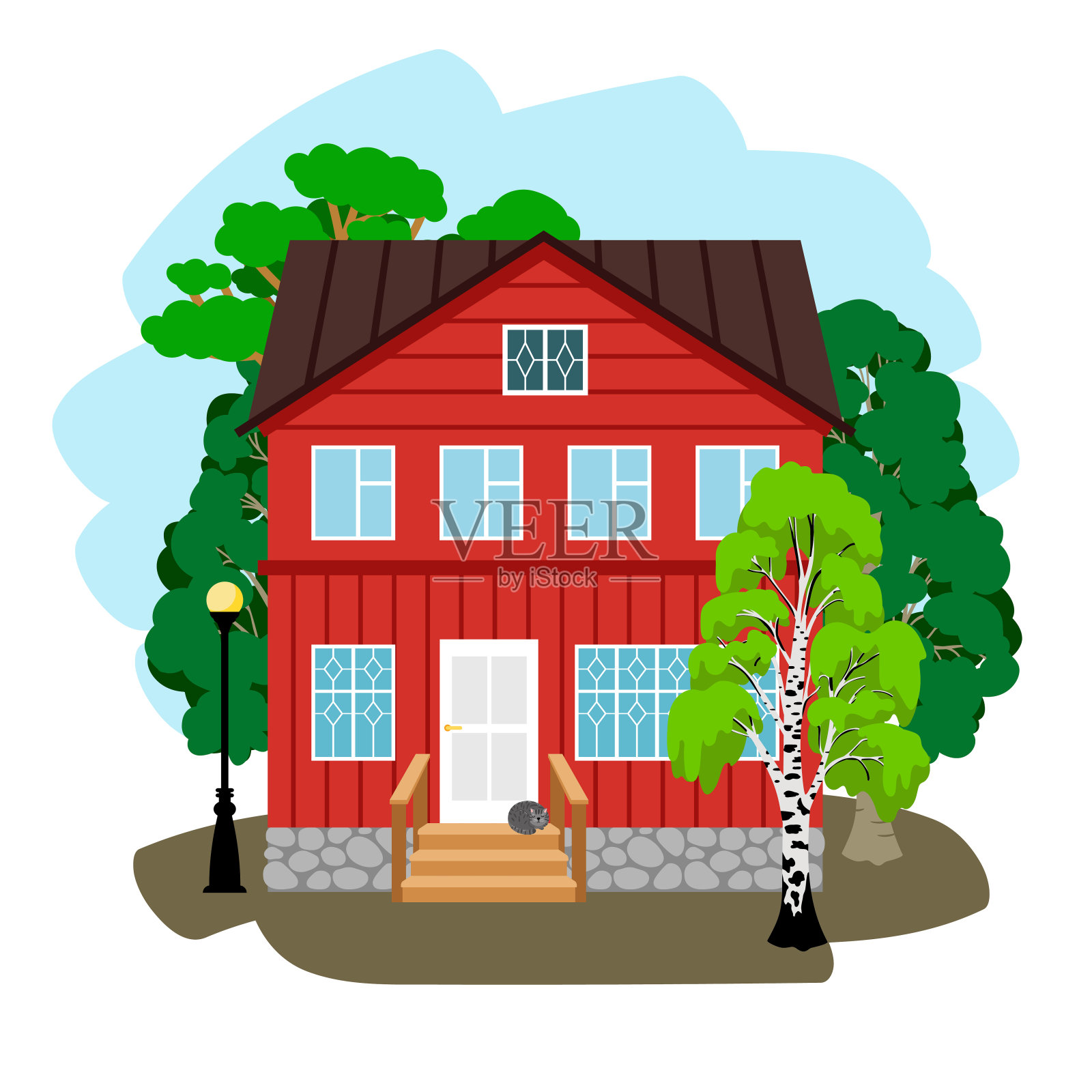 森林中的乡村小屋设计元素图片