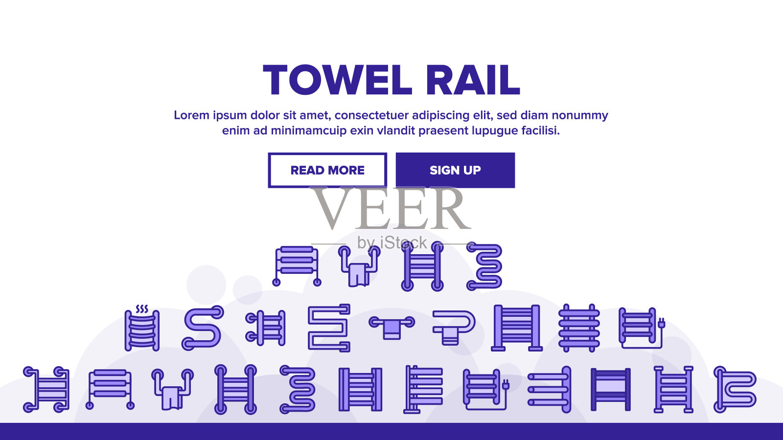 加热毛巾轨道着陆头部矢量插画图片素材