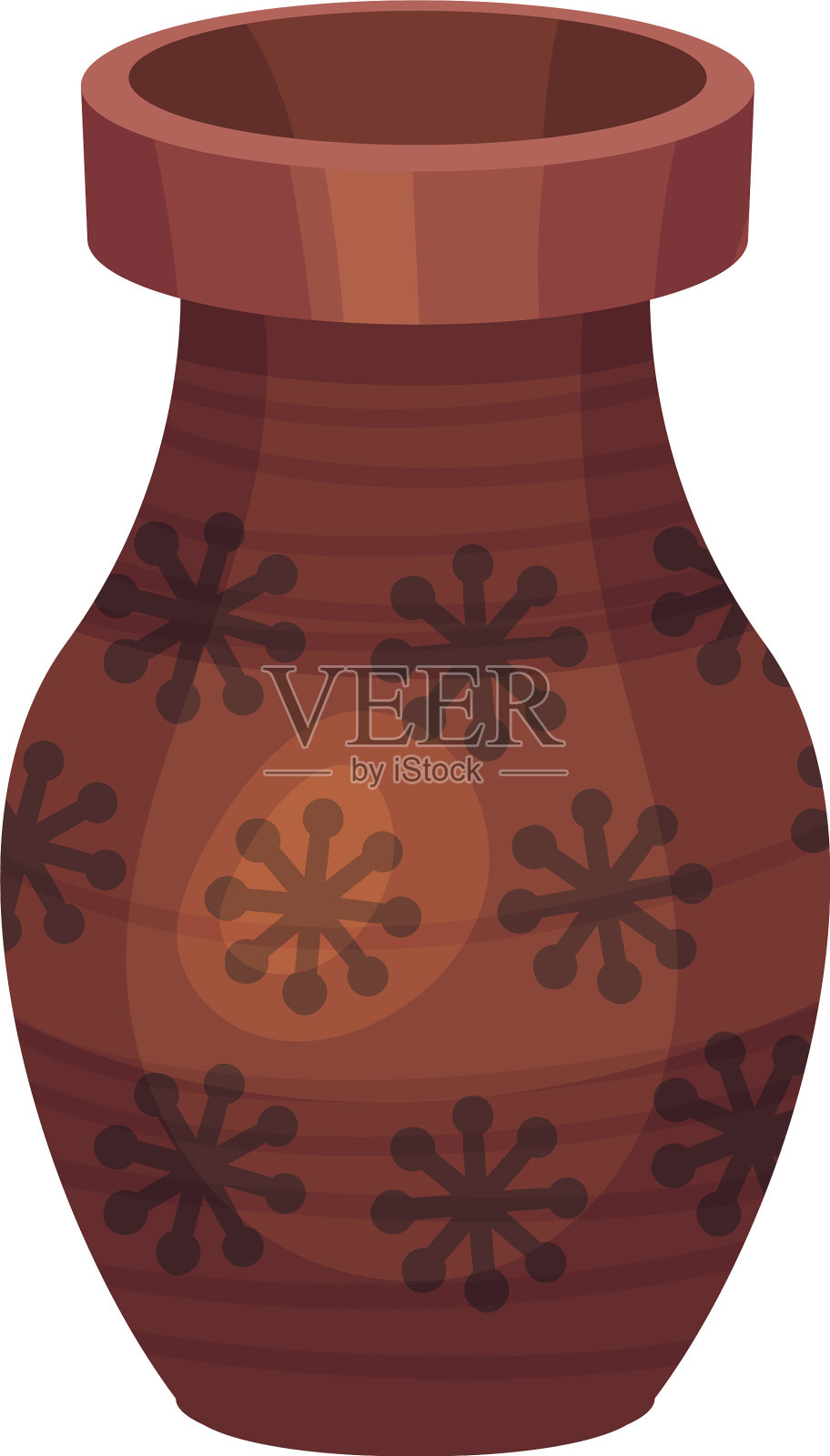 宽颈有图案的陶瓷容器或花瓶插画图片素材