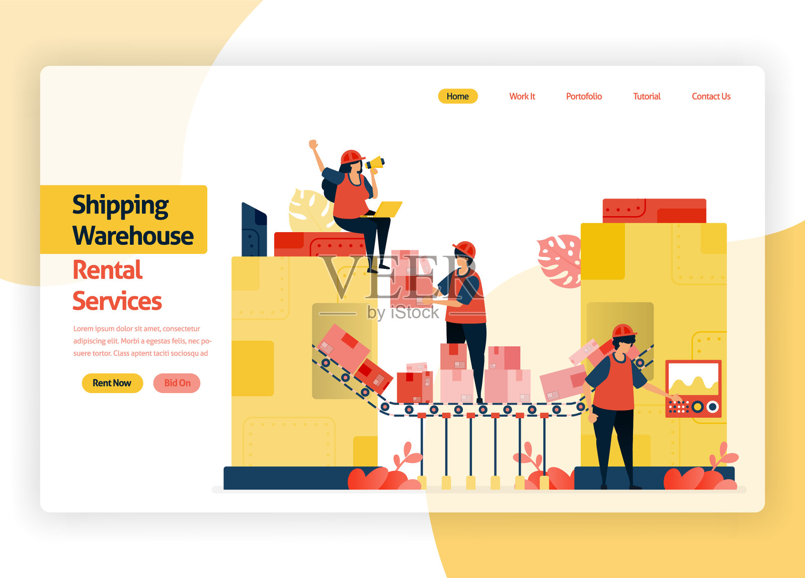 仓库租赁欢迎页面网站设计模板素材