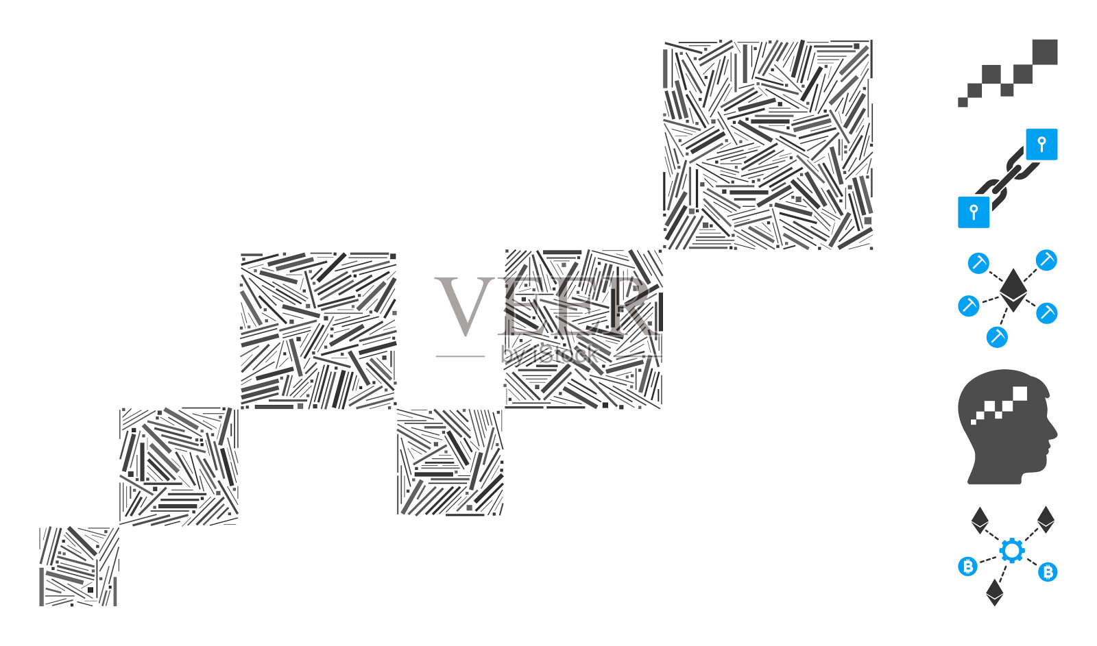 线条马赛克广场区块链插画图片素材