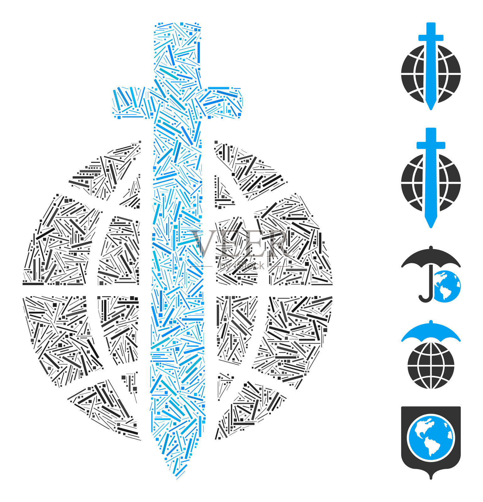 线路马赛克全球防护插画图片素材