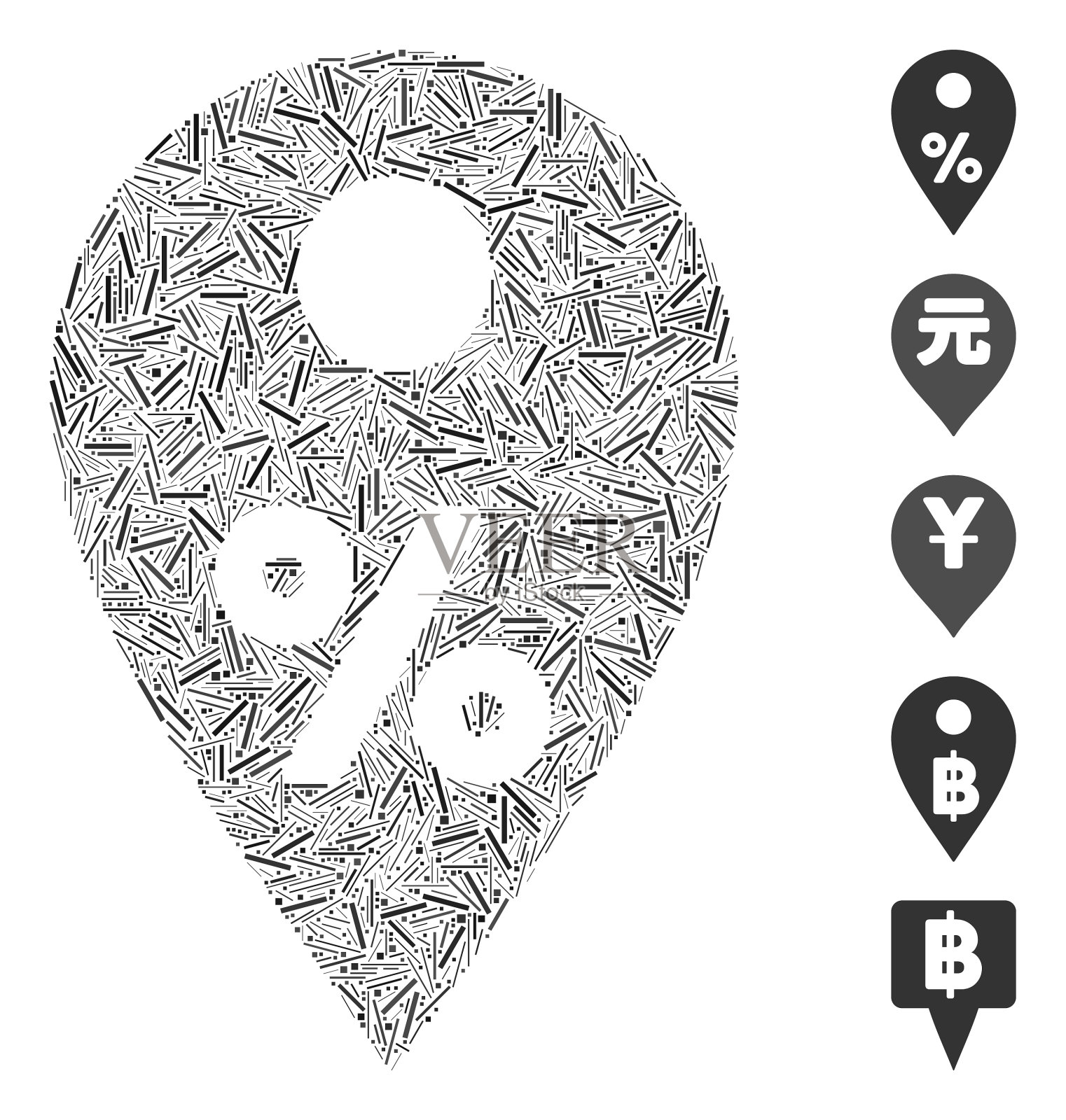 破折号拼贴百分比地图标记插画图片素材