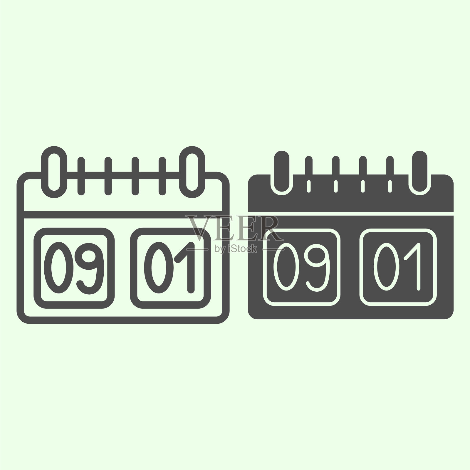 学校挂历用线标和实心挂历用插画图片素材