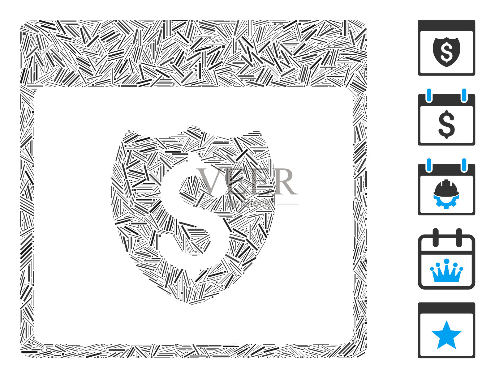 行马赛克财务屏蔽日历页插画图片素材