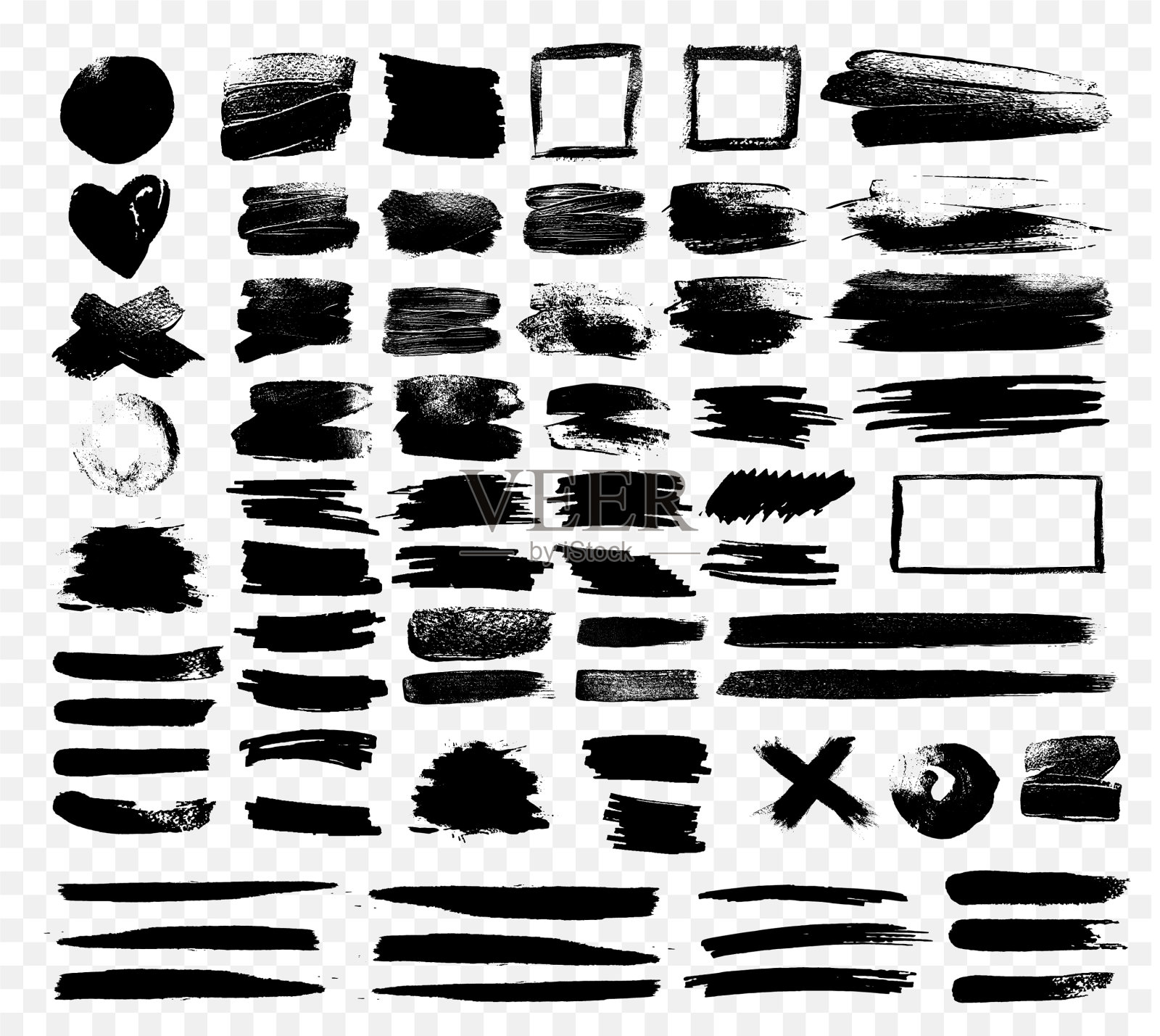 黑色油漆笔刷的粗污效果元素插画图片素材