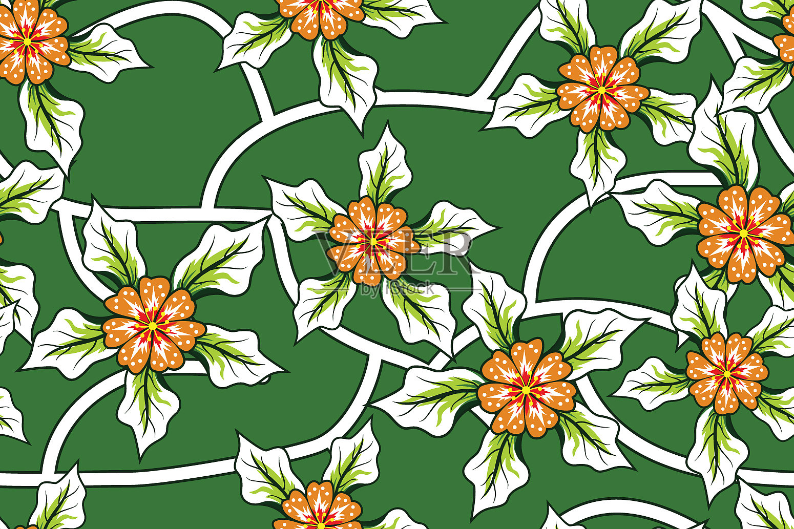 花卉蜡染图案插画图片素材