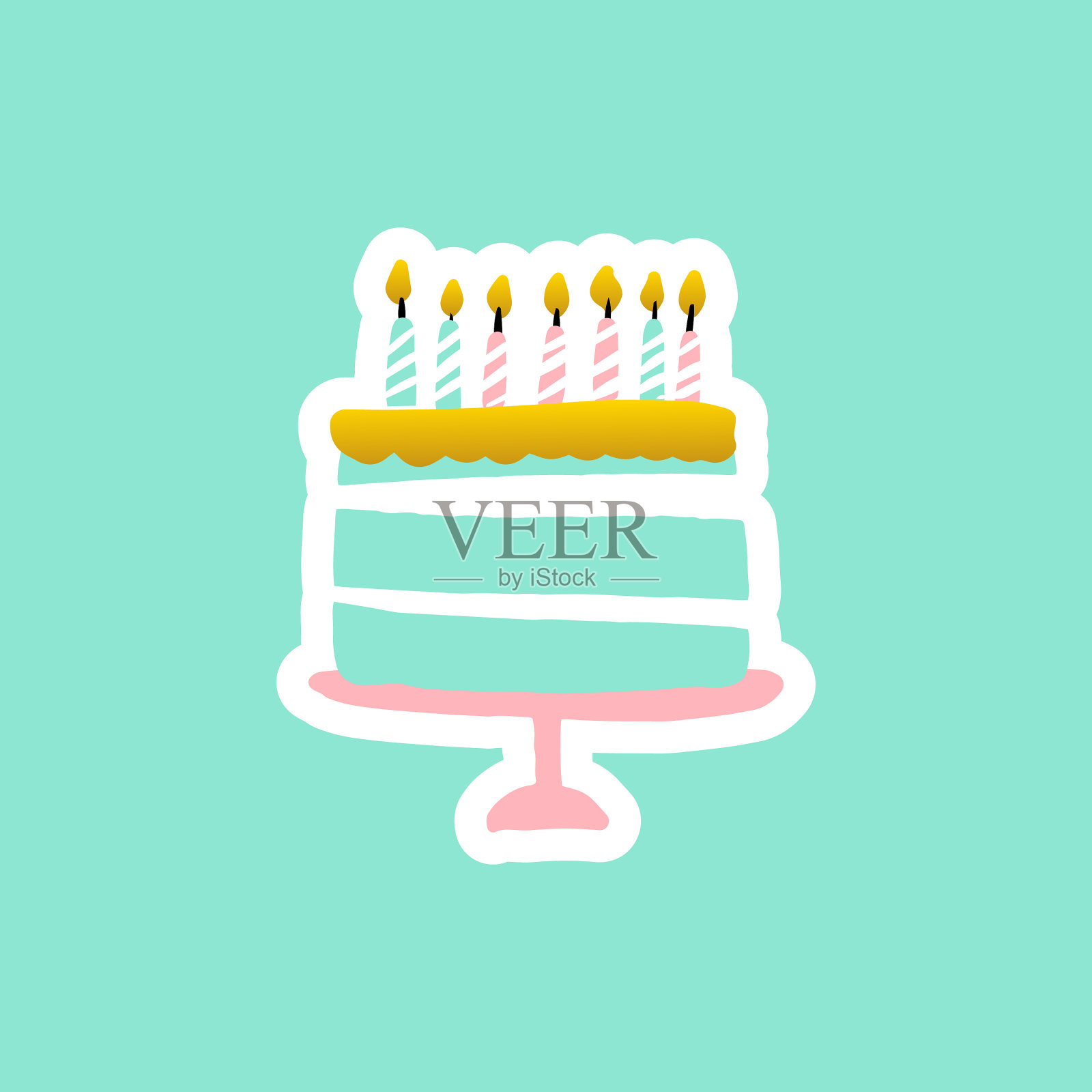 生日蛋糕贴纸插画图片素材