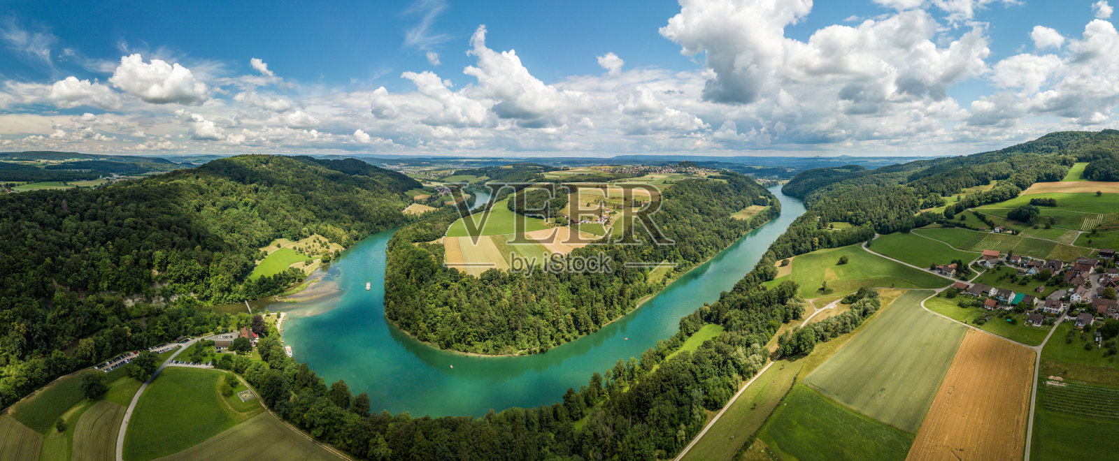 无人机全景莱茵河，托塞格，瑞士照片摄影图片