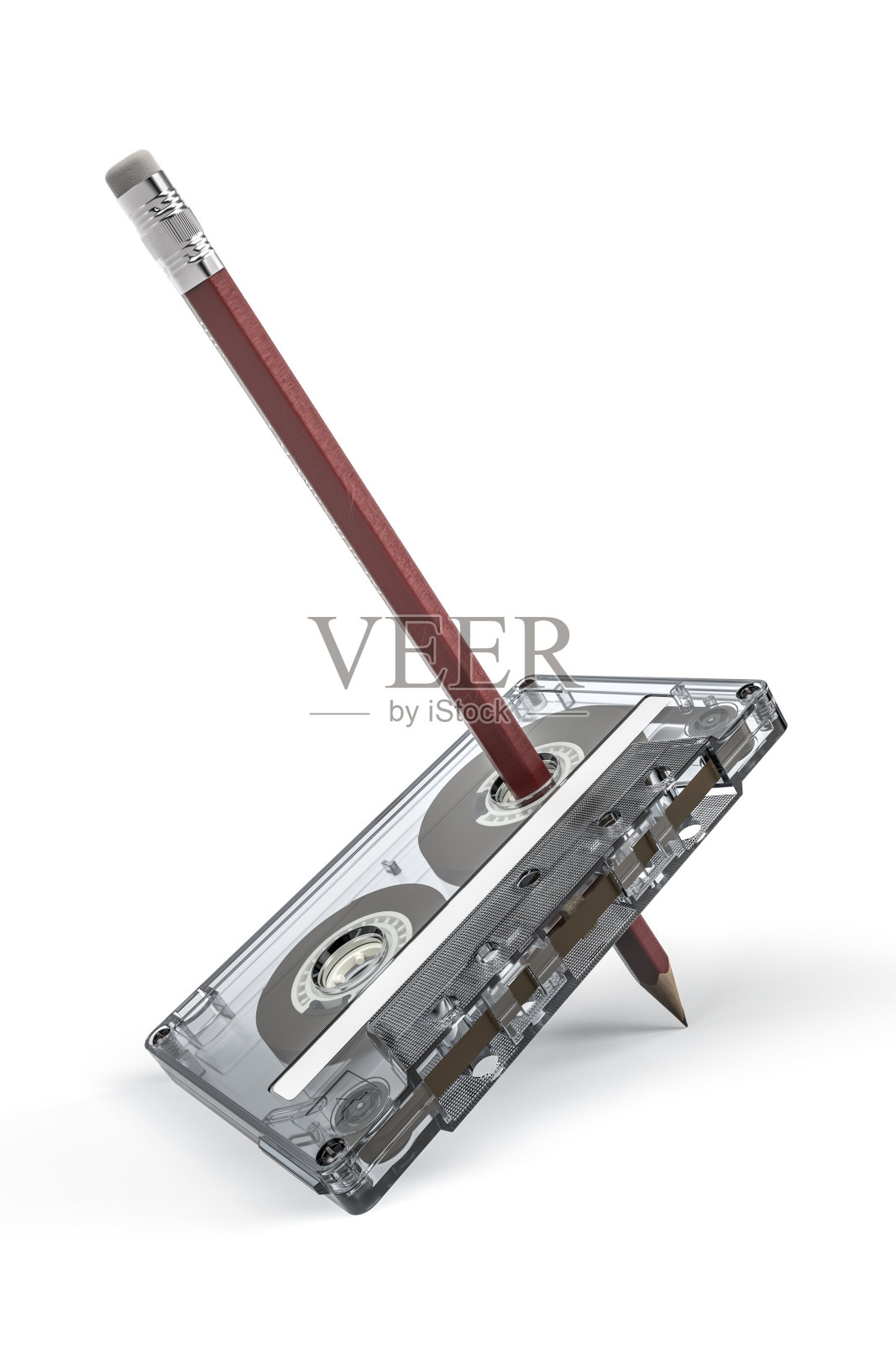 带铅笔的盒式磁带照片摄影图片