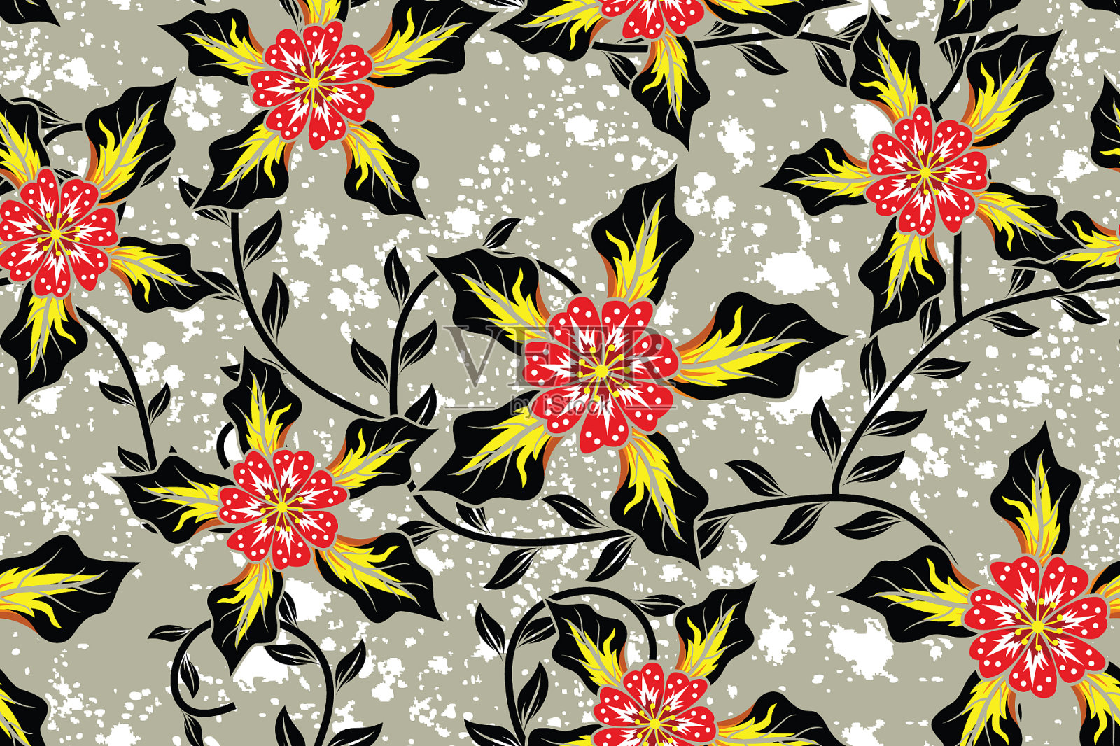 花卉蜡染图案插画图片素材