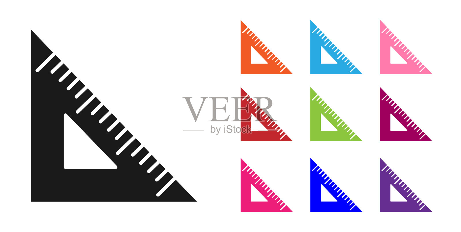 黑色三角形标尺图标孤立在白色上图标素材