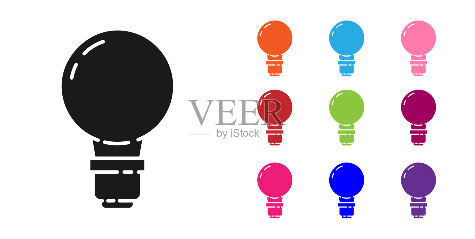 黑色灯泡与概念概念图标图标素材