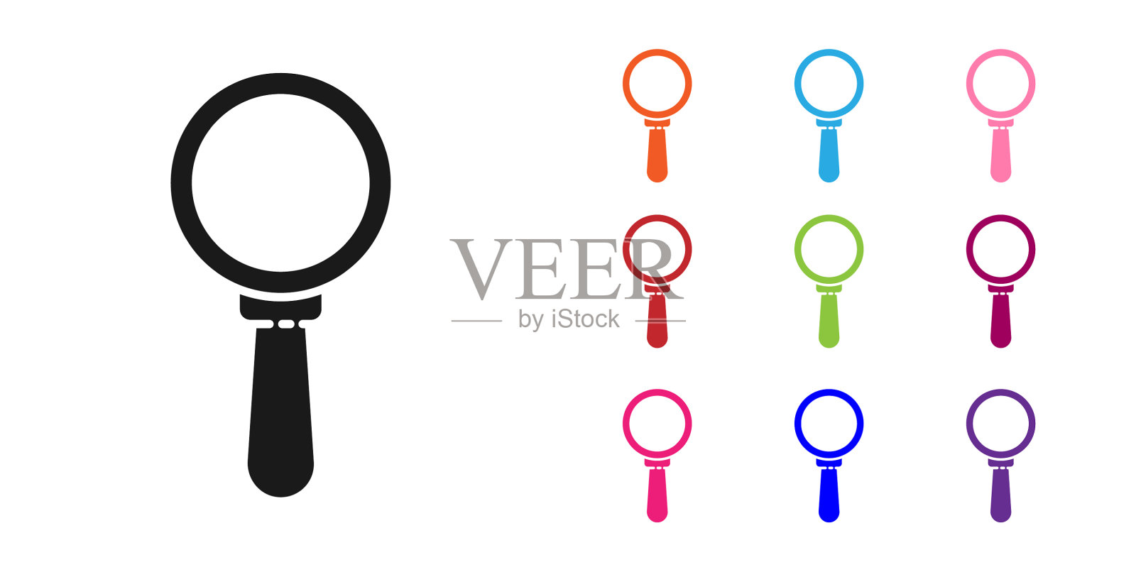 黑色放大镜图标孤立在白色上插画图片素材