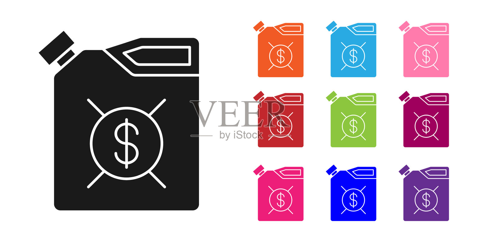 黑色油罐用于电机机油图标隔离插画图片素材