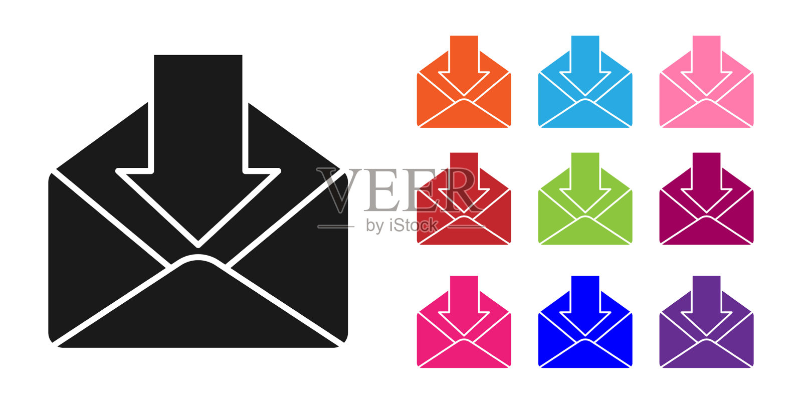 黑色信封图标孤立在白色背景上图标素材