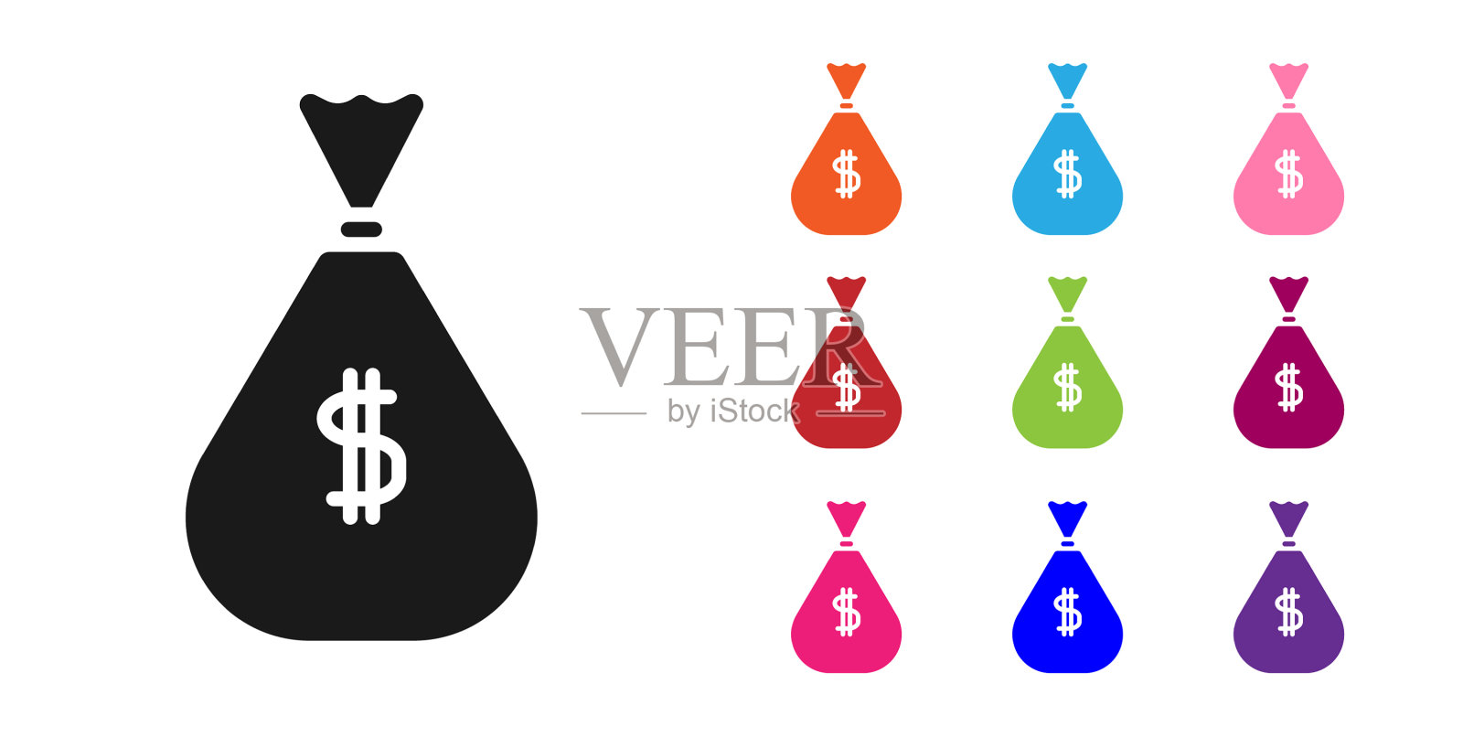 黑色钱袋图标孤立在白色背景图标素材