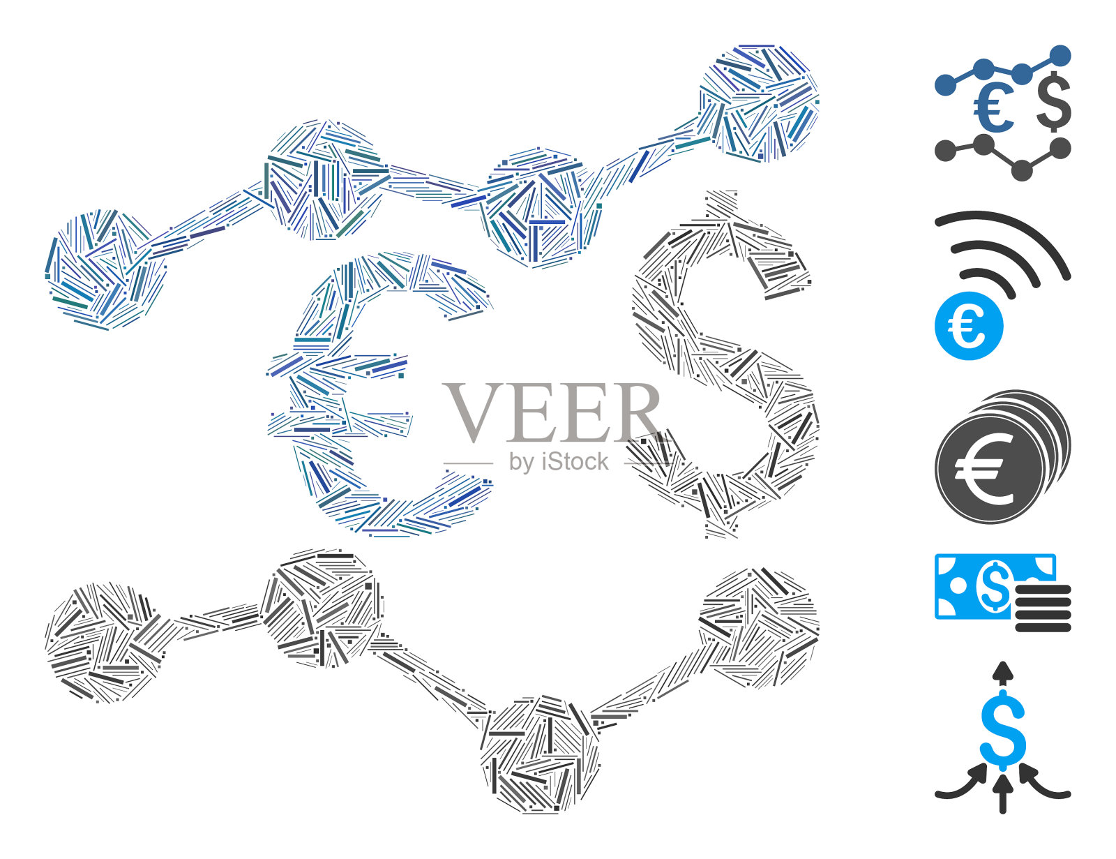 Dash拼贴货币图表图标插画图片素材