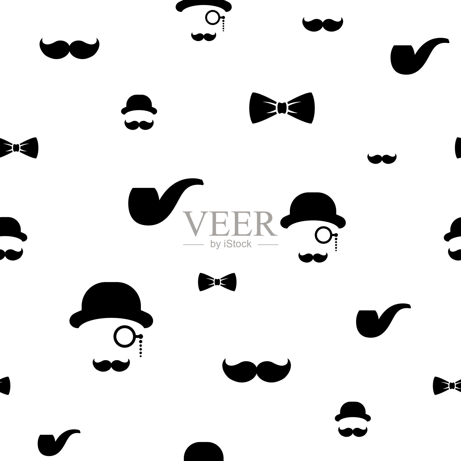 无缝图案与白色背景上的绅士。插画图片素材