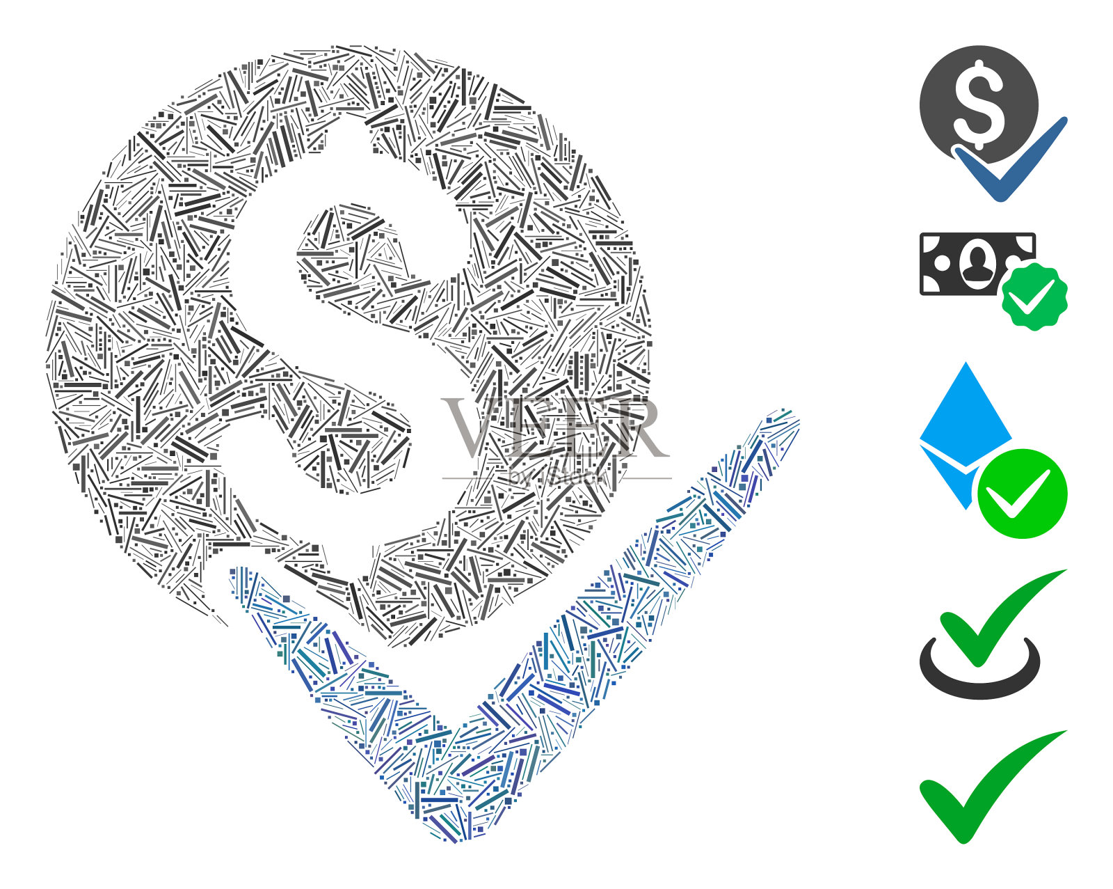 Hatch Mosaic接受付款图标插画图片素材