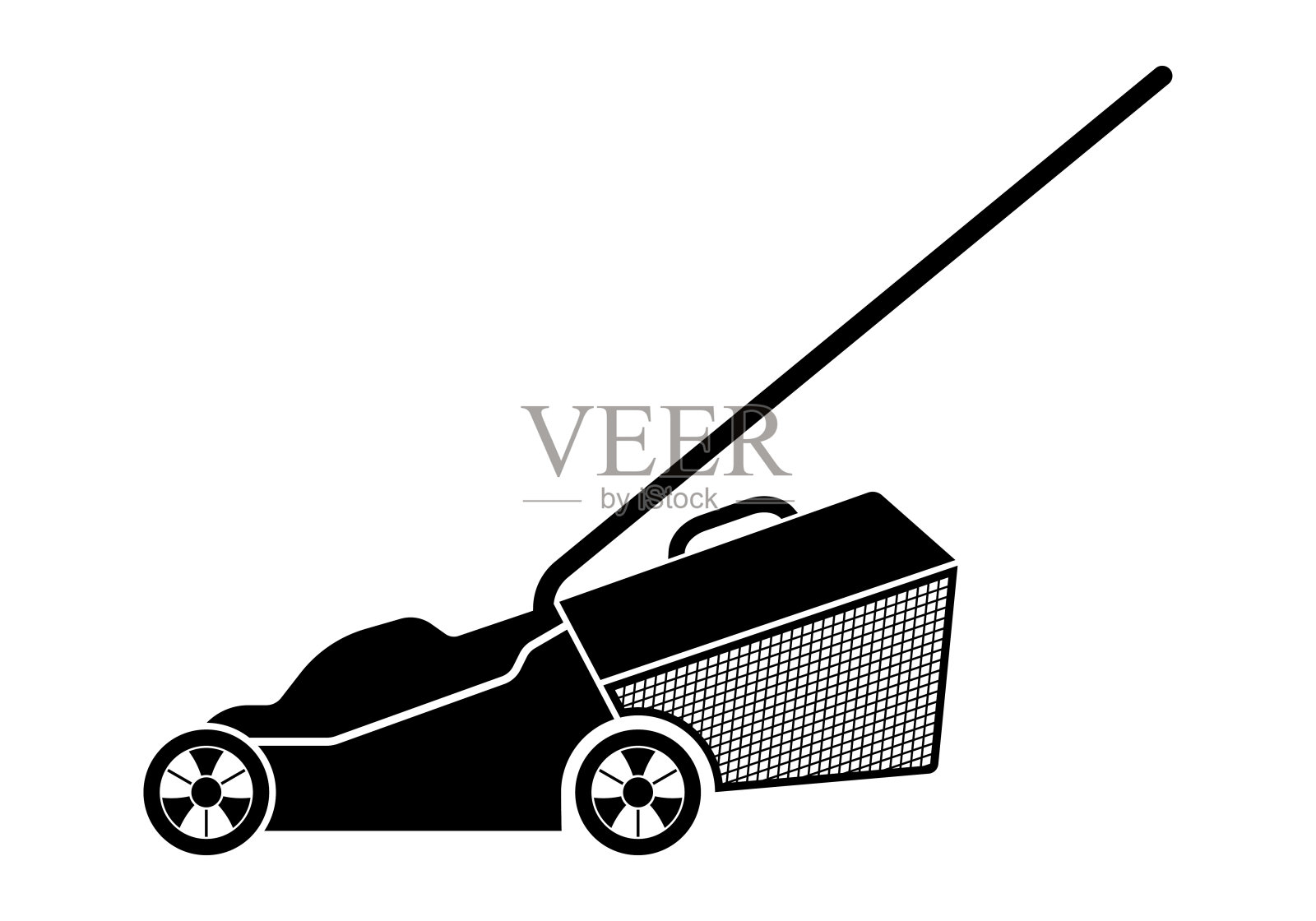 割草机图标。割草机轮廓。草机。矢量插图。插画图片素材