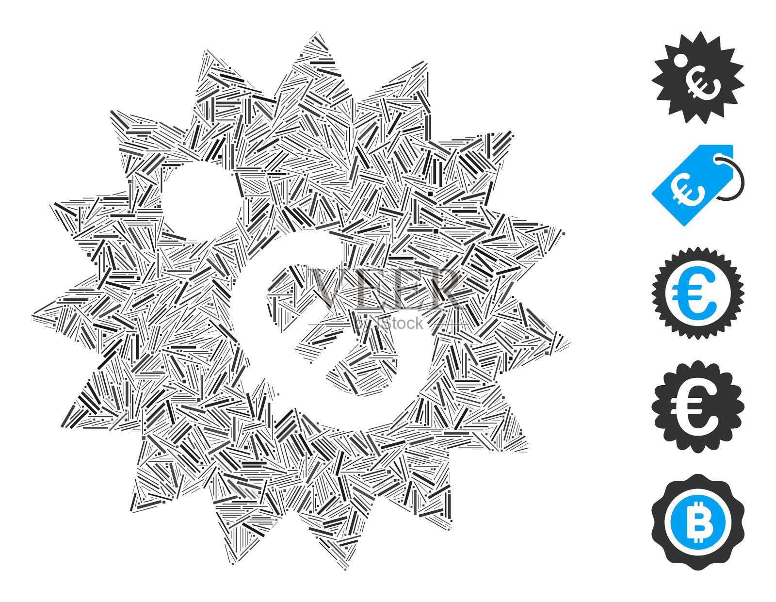 Dash马赛克欧元价格标签图标插画图片素材