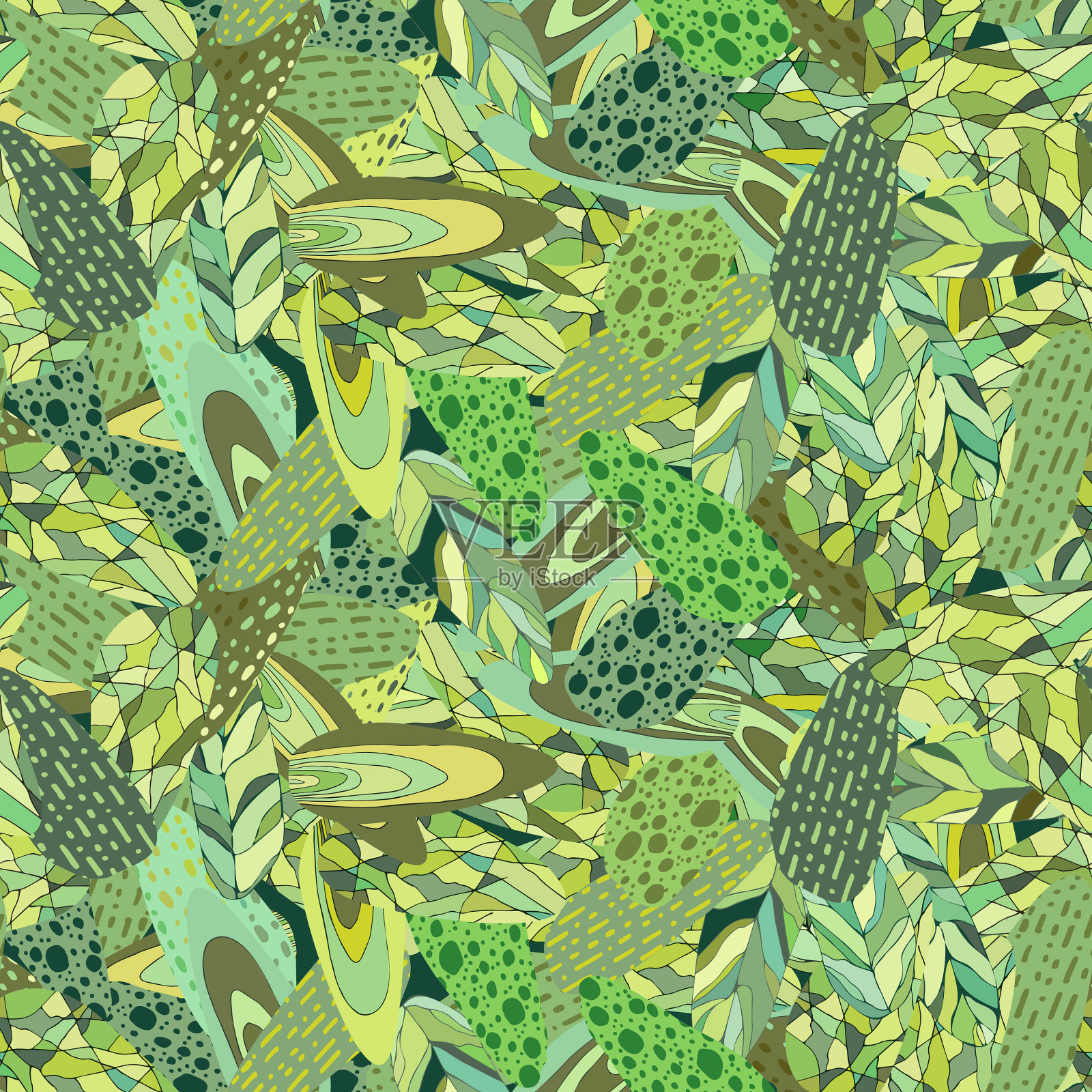 抽象叶无缝图案插画图片素材
